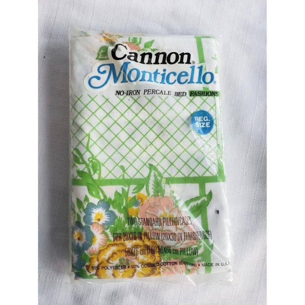 Vintage Cannon Monticello Two Standard Pillowcases  - NEW